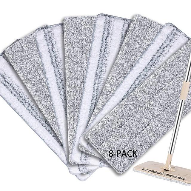 Bycarm Replacement Mop Pads Compatible with Joymoop, Microfiber Flat Mop Pads/Head(8 Pack Refill, 13"X 4.9") for 13 inch Flat Mop, Washable Squeeze Mop pad for Floor Cleaning