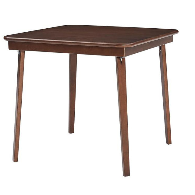 Stakmore Classic Straight Edge Square Folding Card Table 32x32 - No Assembly Wooden Foldable Card Table, Bridge, Board Game, Steel Mechanism, Folding Legs, Space-Saving, Walnut Frame