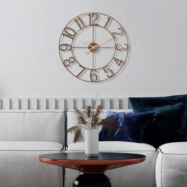 Sorbus Large Wall Clock for Living Room Decor - Wall Clock for Kitchen - 24 inch Big Wall Clock Decorative - Metal Wall Art - Analog Large Clock for Bedroom, Home, Kitchen, Office, Wall Decor (Bronze)