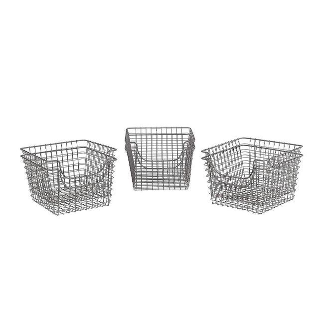 Spectrum Diversified Scoop Wire Storage Basket, Medium, Industrial Gray, 6-Pack