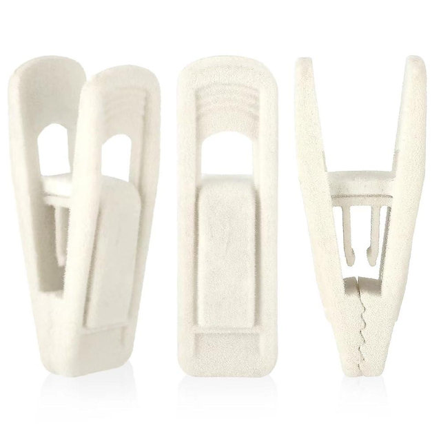 Tinfol Ivory Velvet Hanger Clips, 24 Pack Pants Velvet Clips, Large Opening Clip Clothes Pin, Strong Finger Flocked Clip Perfect for Slim-line Clothes Hangers