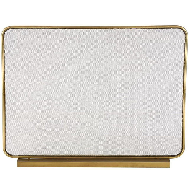 Deco 79 Metal Geometric 1 Panel Fireplace Screen with Rounded Edges and Rectangular Base, 38" x 5" x 29", Gold