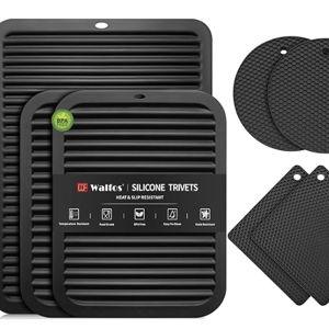 Walfos XXL Silicone Trivet 16" and Large 12" and Round & Square 7", Trivets for Hot Pots and Pans, Heat Resistant Pot Holders Hot Pads for Quartz Countertops, 7 Pack