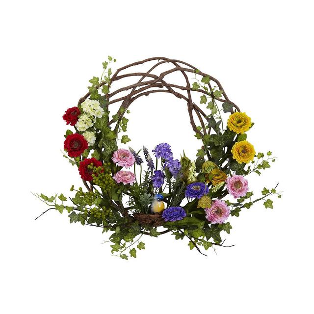 Nearly Natural 22" Spring Floral Wreath