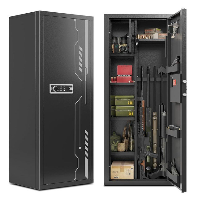 KAER 8-12 Gun Safe Multi-Function Gun Safe, Gun Safe for Rifles and Pistols, Gun Cabinet, Large Gun Safe for Home Rifles and Shotguns, Electronic Gun Cabinet with Removable Shelf and Rifle Rack