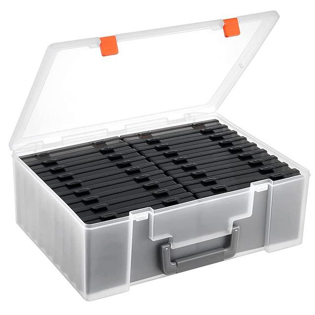 Large Photo Storage Boxes 4" x 6", FGcase 18 Inner Photo Cases Photo Organizer Craft Keeper, Picture Storage Box for Photo Stickers Stamps Seeds (18 Boxes-Grey)