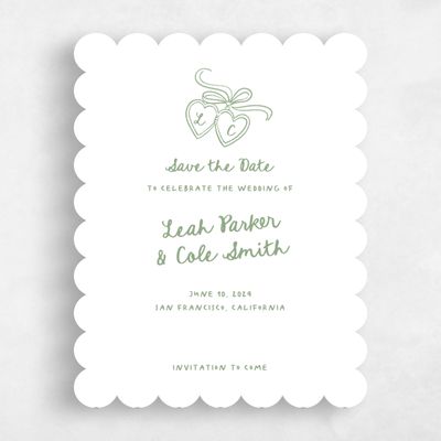 Pale Jade, Green Wedding Save the Date - Gilda Portrait