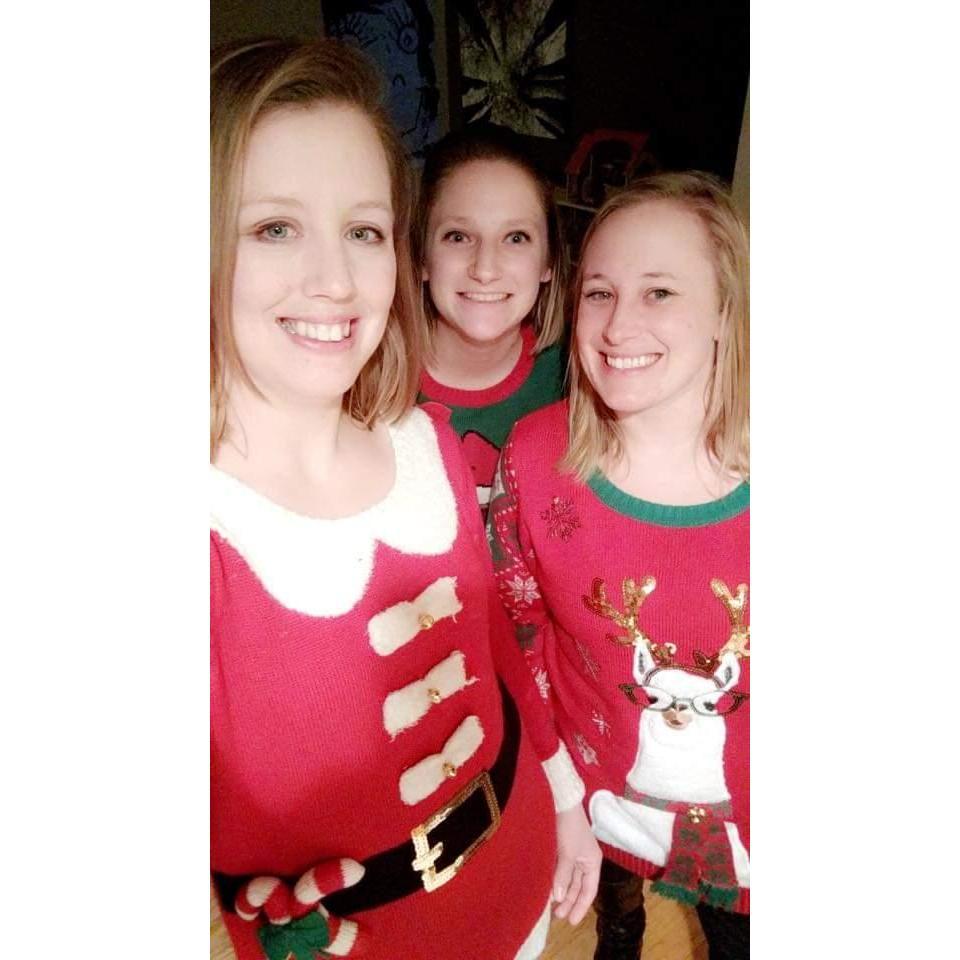 The ugliest of sweaters with Addie and Danielle!