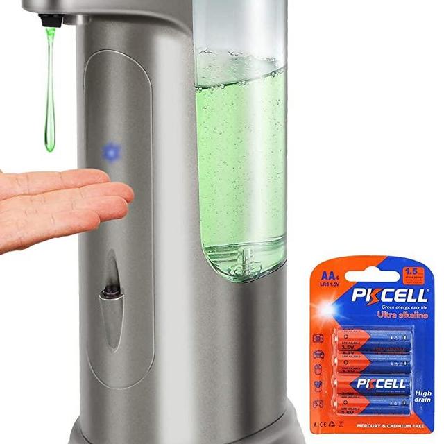 Hanamichi Soap Dispenser, Touchless High Capacity Automatic Soap Dispenser Equipped w/Infrared Motion Sensor Waterproof Base Adjustable Switches for Bathroom Kitchen Hotel Restaurant（Included battery）