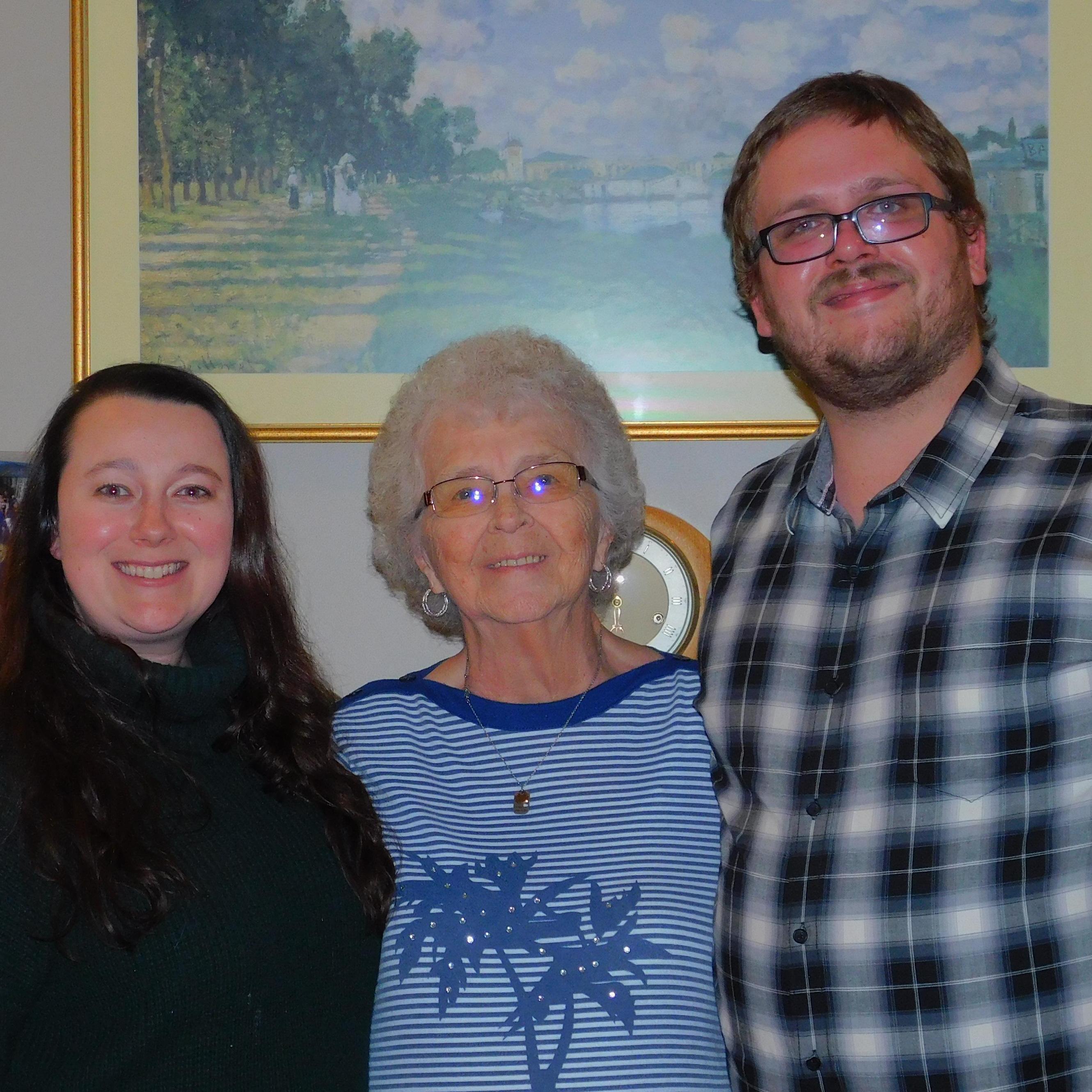 Hanging out with my family at Thanksgiving 2020 (LTR; Nicole, Barbara [Nicole's grandmother], and Caleb)