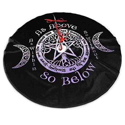 Wiccan Pagan Witch Christmas Tree Skirt Tree Mat Xmas Holiday and Winter New Year House Decoration,Home Party Trees Dress Ornaments Holiday Party Mat Indoor Outdoor