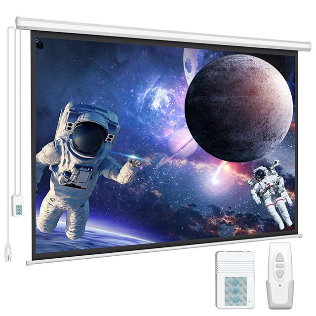 Motorized Projector Screen - DINAH 16:9 4K 3D HD 100 inch Electric Projector Screen Pull Down with Wireless Remote Control, Wall/Ceiling Mounted Video Projection Screens for Indoor & Outdoor