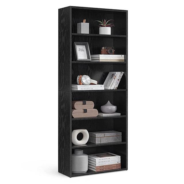 VASAGLE Bookshelf, 6-Tier Open Bookcase with Adjustable Storage Shelves, Floor Standing Unit, Black ULBC166T56