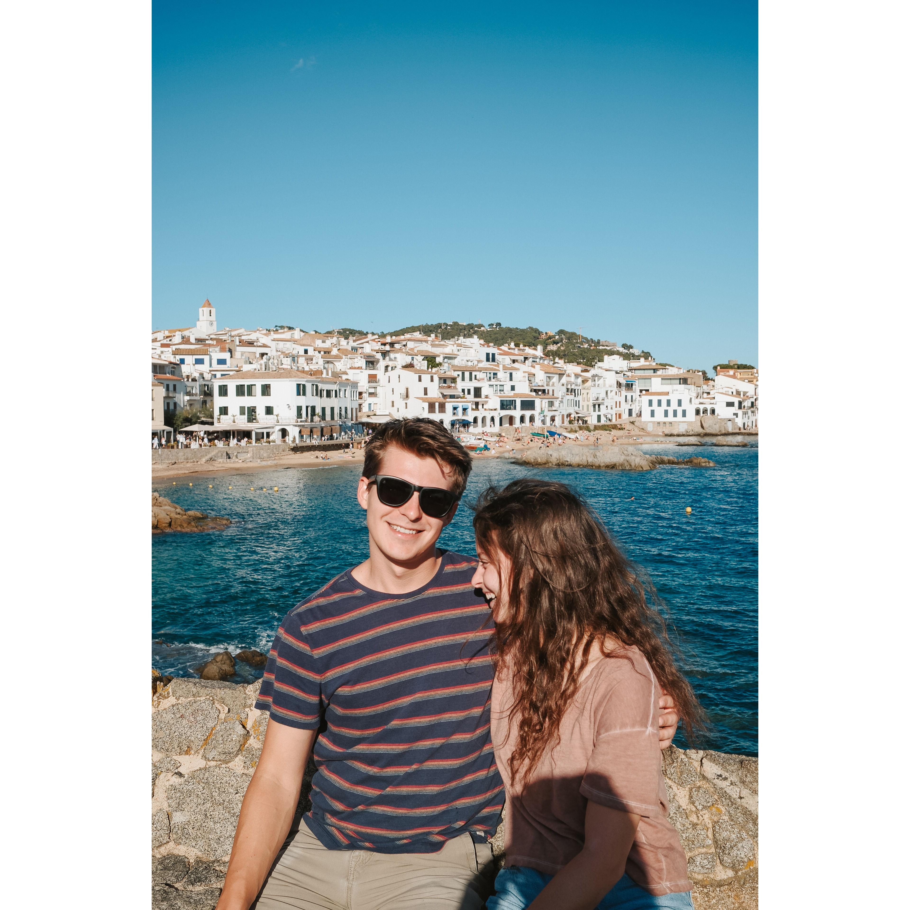 Seeing the sights in Costa Brava after we got engaged.