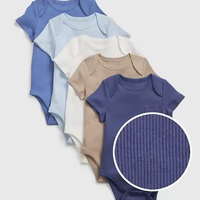 5-Piece 100% Organic Cotton Bodysuit 0-3 Months