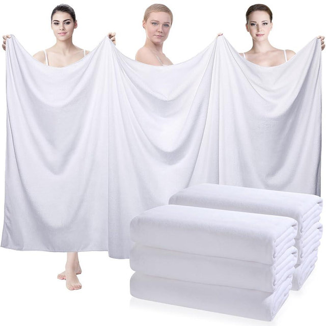 Mixweer 6 Pcs Oversized Bath Towels, 40 x 80 Inch Giant Microfiber Jumbo Bath Sheets Ultra Soft Bathroom Microfiber Quick Dry Absorbent Shower Towels for Spa Camping Beach (White)