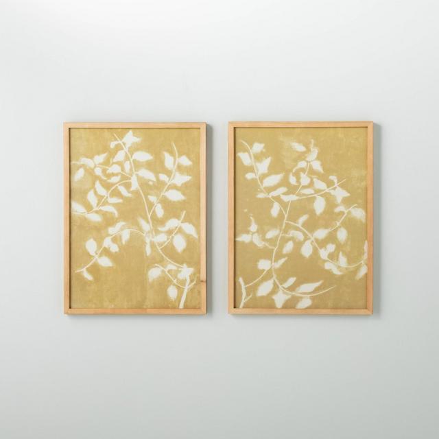 18" x 24" Honeysuckle Print Framed Wall Art Set of 2 Gold - Hearth & Hand™ with Magnolia