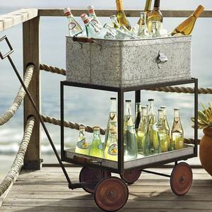 Galvanized Metal Rolling Wagon Party Bucket