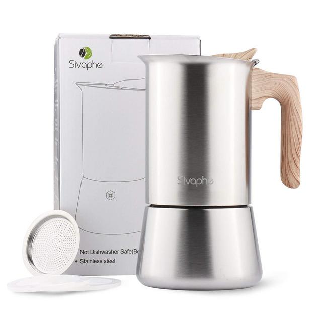  Sivaphe Stovetop Espresso Maker Stainless Steel 9 Cups