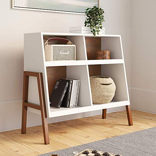 Nathan James Telos 4-Cube Organizer, Storage Open Cubby Shelf with Angled Design, Wood, Brown/Glossy White