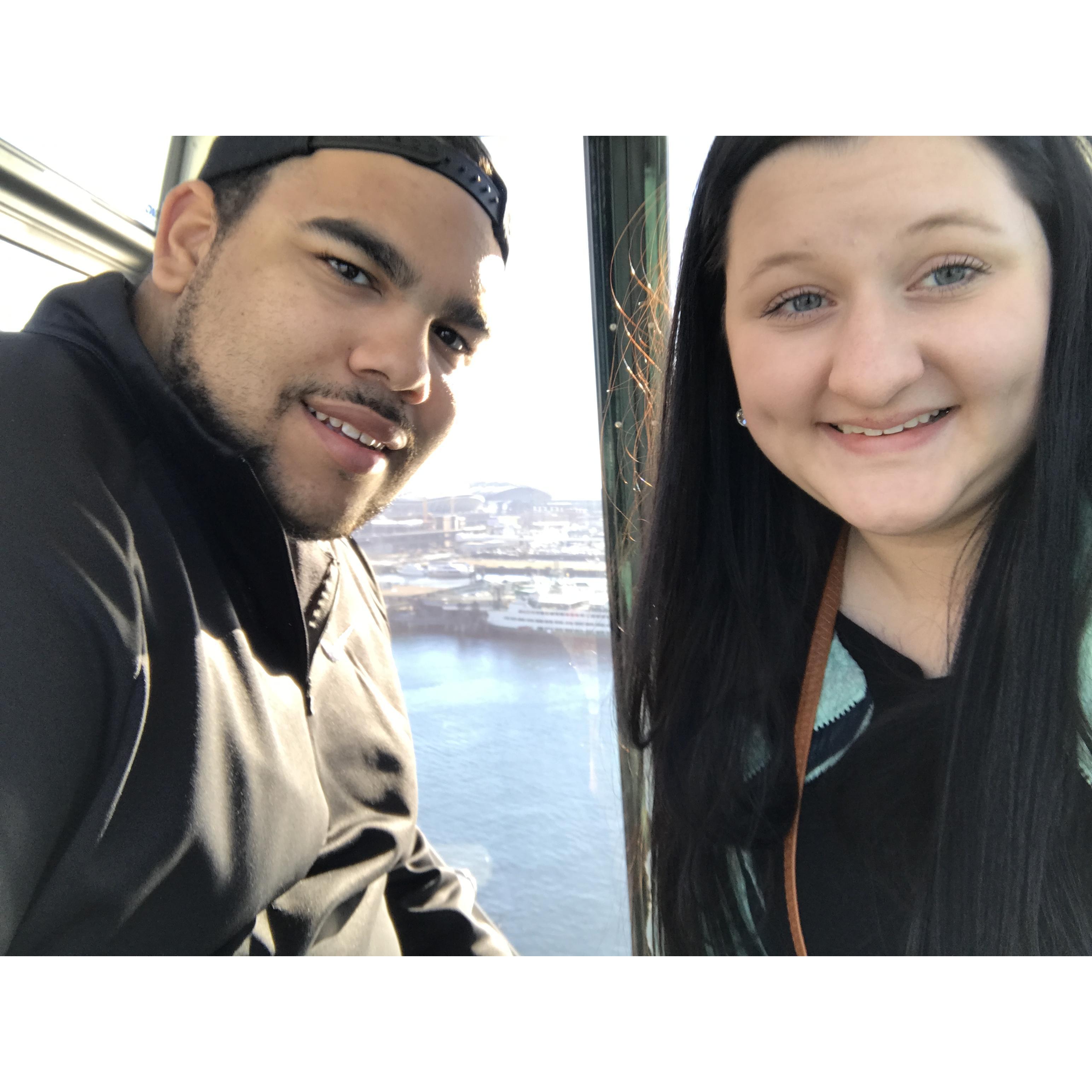 On the ferris wheel in Seattle!
