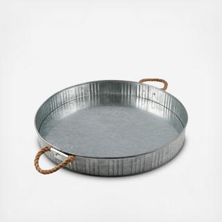 Galvanized Iron Serving Tray with Rope Handles
