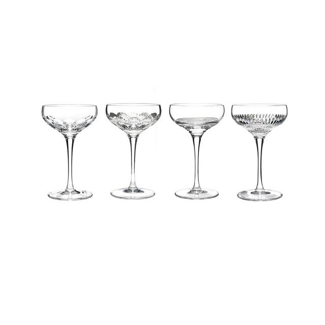 Mixology Mixed Coupe Clear Glasses 6 Oz, Set of 4