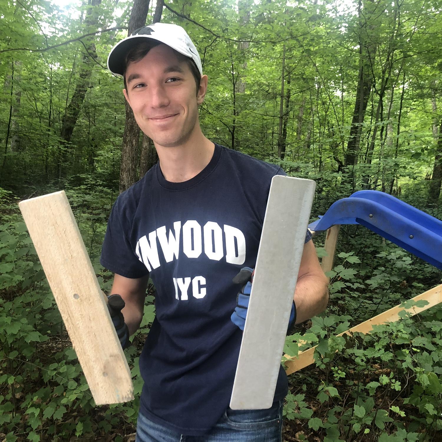 Ian helped lay the concrete foundation for the bunkhouse in Couderay and joined in on the Korte family tradition of "doing it yourself".