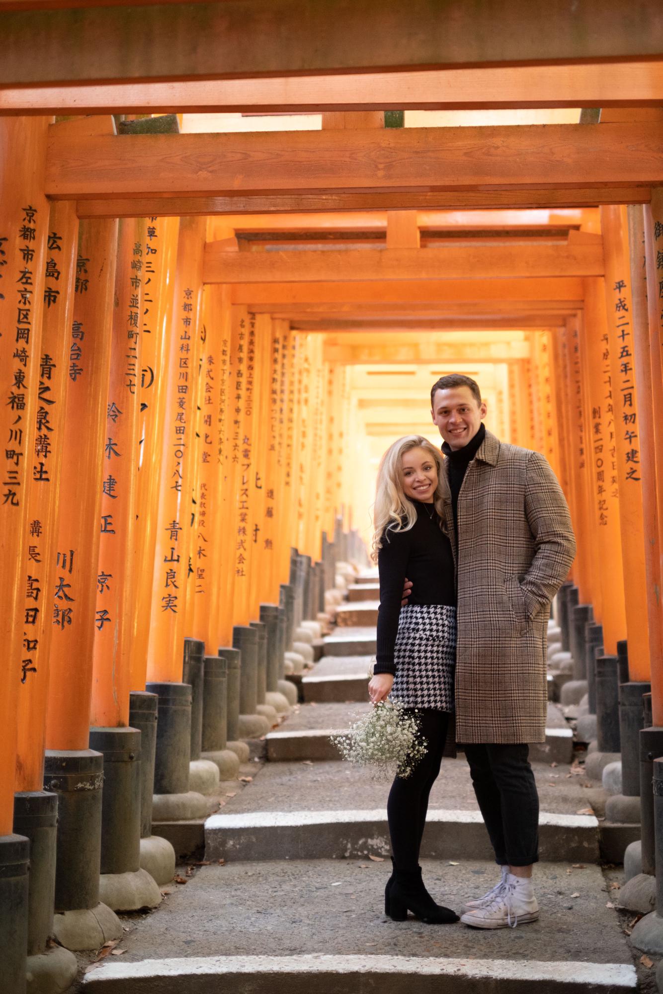 Engagement photos in Kyoto, Japan at the Fushimi Inari shrine - December 2022