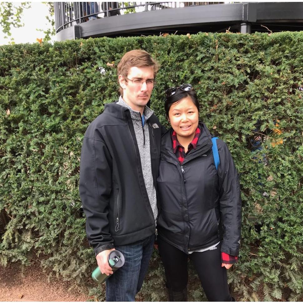 Goofing around at the Chicago Botanic Garden in October 2018.