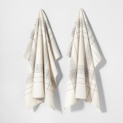 Flour Sack Kitchen Towel Plaid Black - Hearth & Hand™ with Magnolia