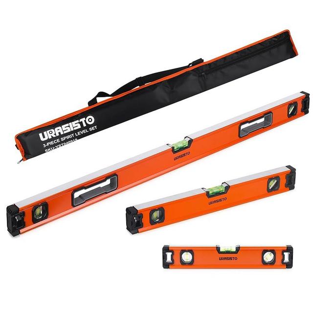 URASISTO 3-Piece Spirit Level Set, 12", 20", 40" Level Set with Magnetic Torpedo Level, 45°/90°/180°Bubbles Measuring, Aluminium Alloy Levels with Carrying Bag