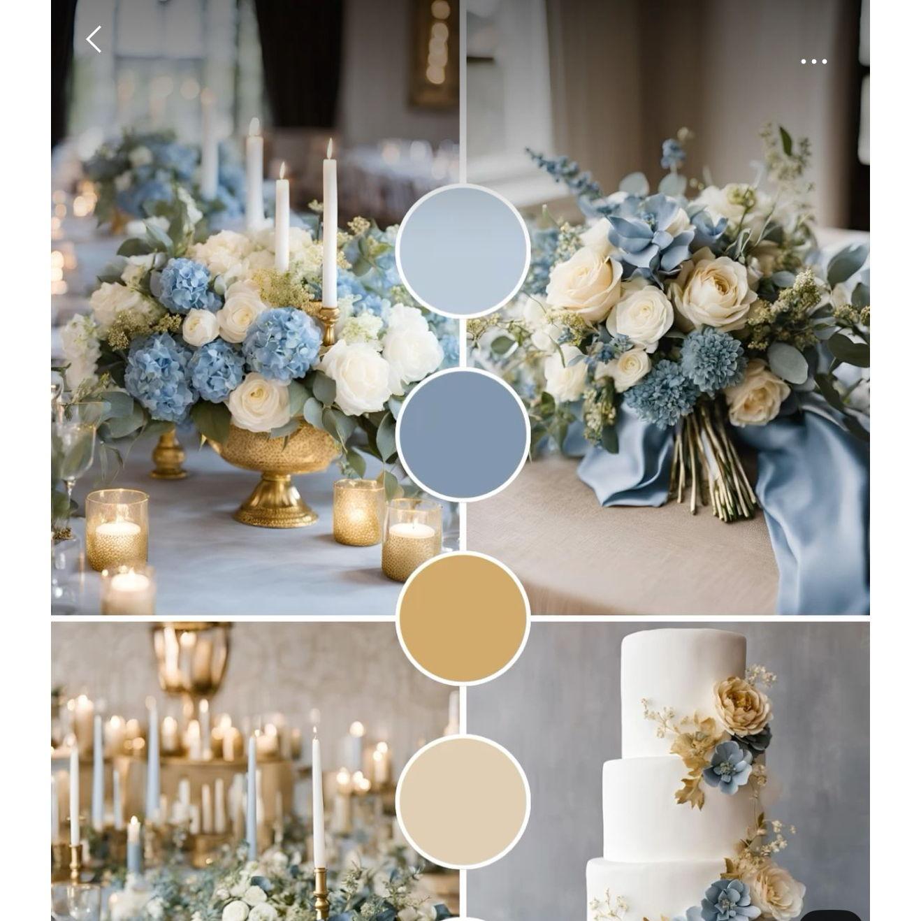 Color Palette
The last color shown on this palette can be considered as cream or nude and not white.

White is only reserved for the bride and groom.
