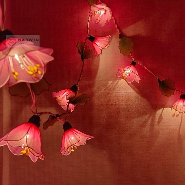 20 Pink Green String Lights Himalaya Flower Fairy Lights Bedroom Home Decor Living Room Wall Hanging Lights Wedding Dorm USB Battery Plug in