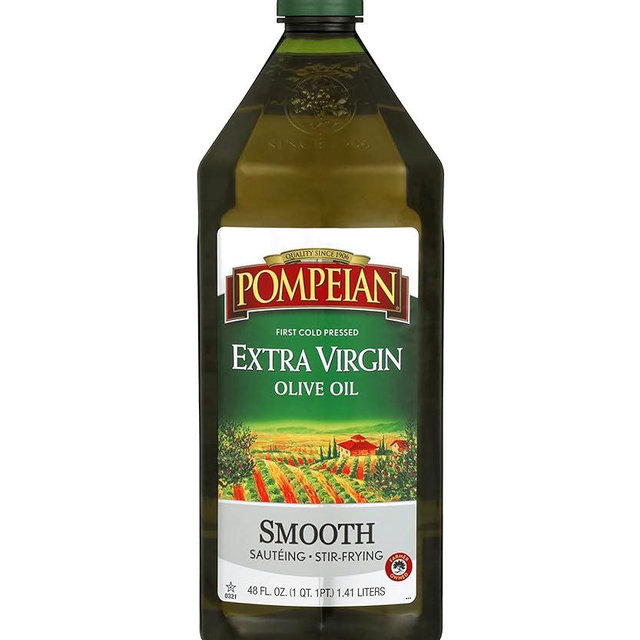 Pompeian Smooth Extra Virgin Olive Oil, First Cold Pressed, Mild and Delicate Flavor, Perfect for Sauteing and Stir-Frying, Naturally Gluten Free, Non-Allergenic, Non-GMO, 48 FL. OZ., Single Bottle