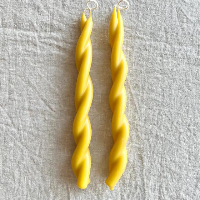 Natural Twist Taper Candles - S/2