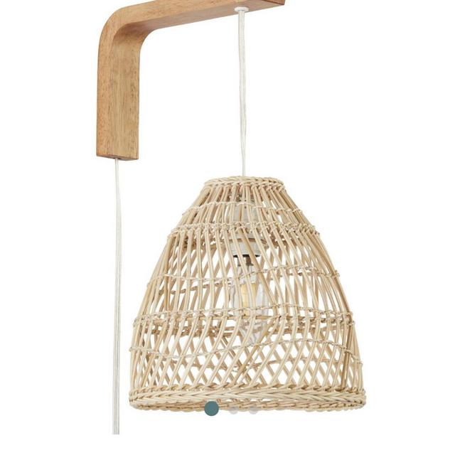 Bamboo Open Weave Bell Wall Sconce (Natural Color)