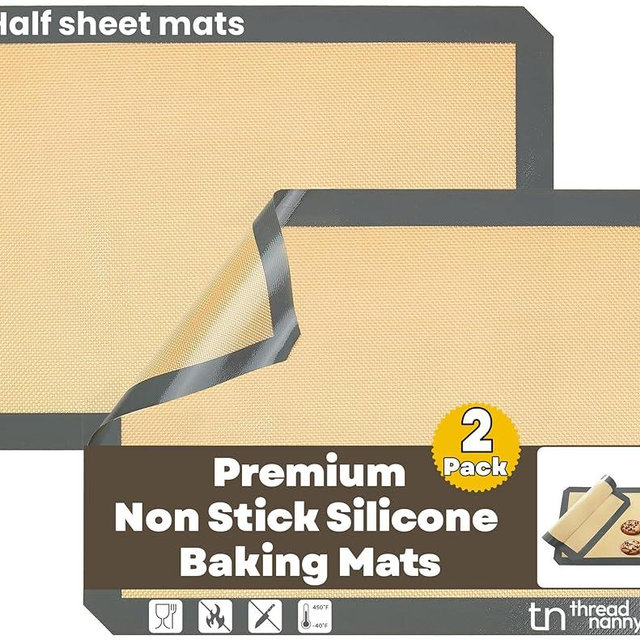 Silicone Baking Mat - 2 Pack Reusable Silicone Baking Sheet Liner for Oven - Half Sheet Nonstick Mat 16.5"x11.6" for Bread, Dough, Macaron, Cookie Cooking Liners for Kitchen Counter Bakery Supplies