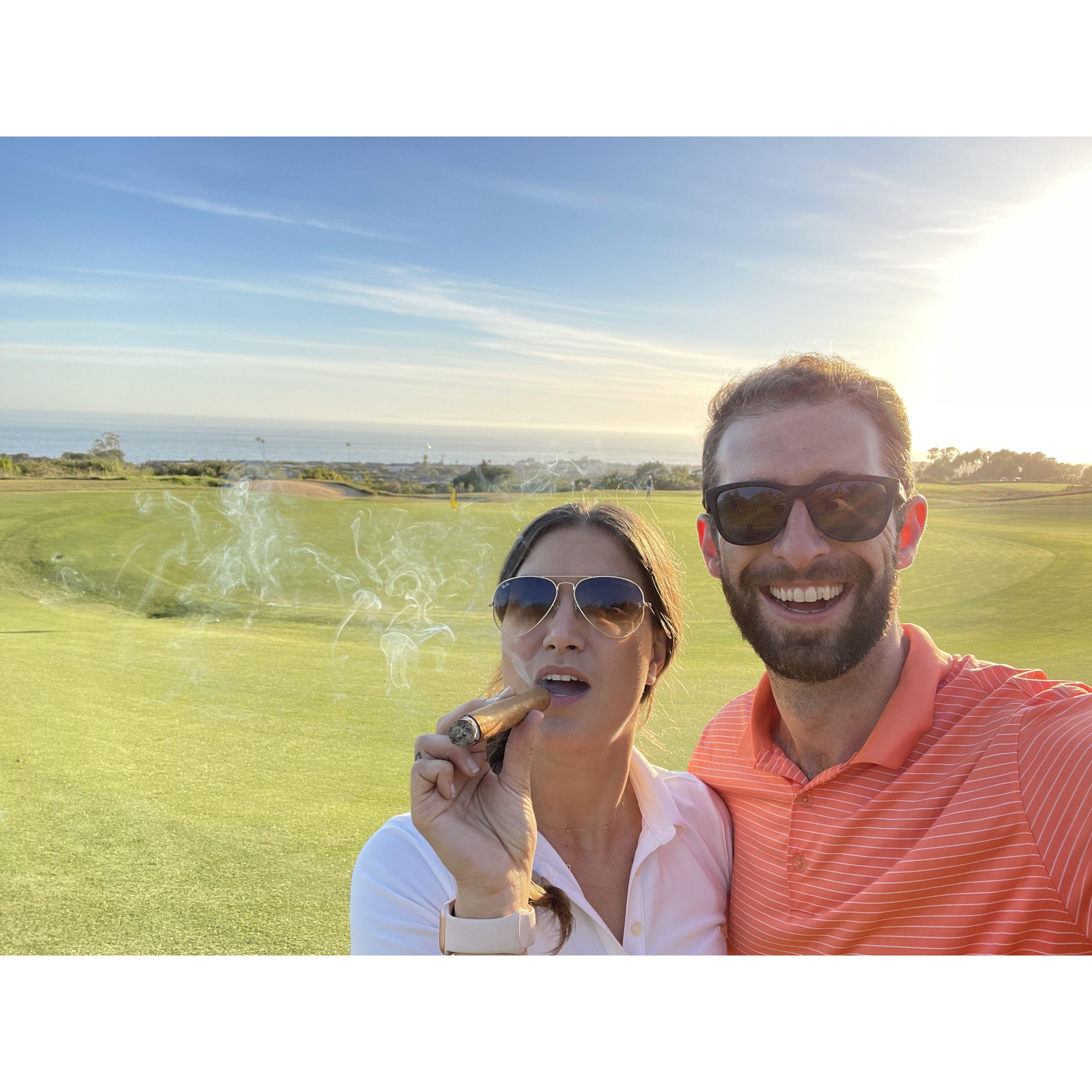 April 2021: Jacki took Kevin golfing as a parting gift from Southern California