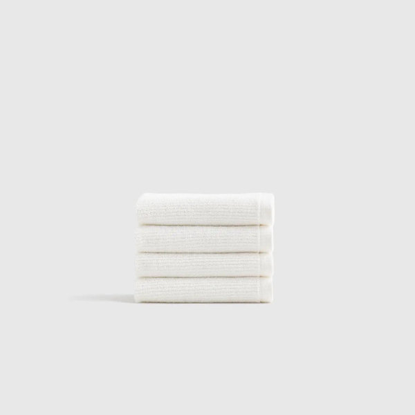 Turkish Ribbed Quick Dry Washcloth (Set of 4) in White