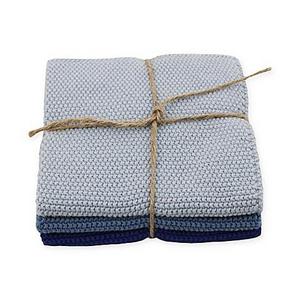 Skyknitted Dish Cloths in Blue (Set of 3)