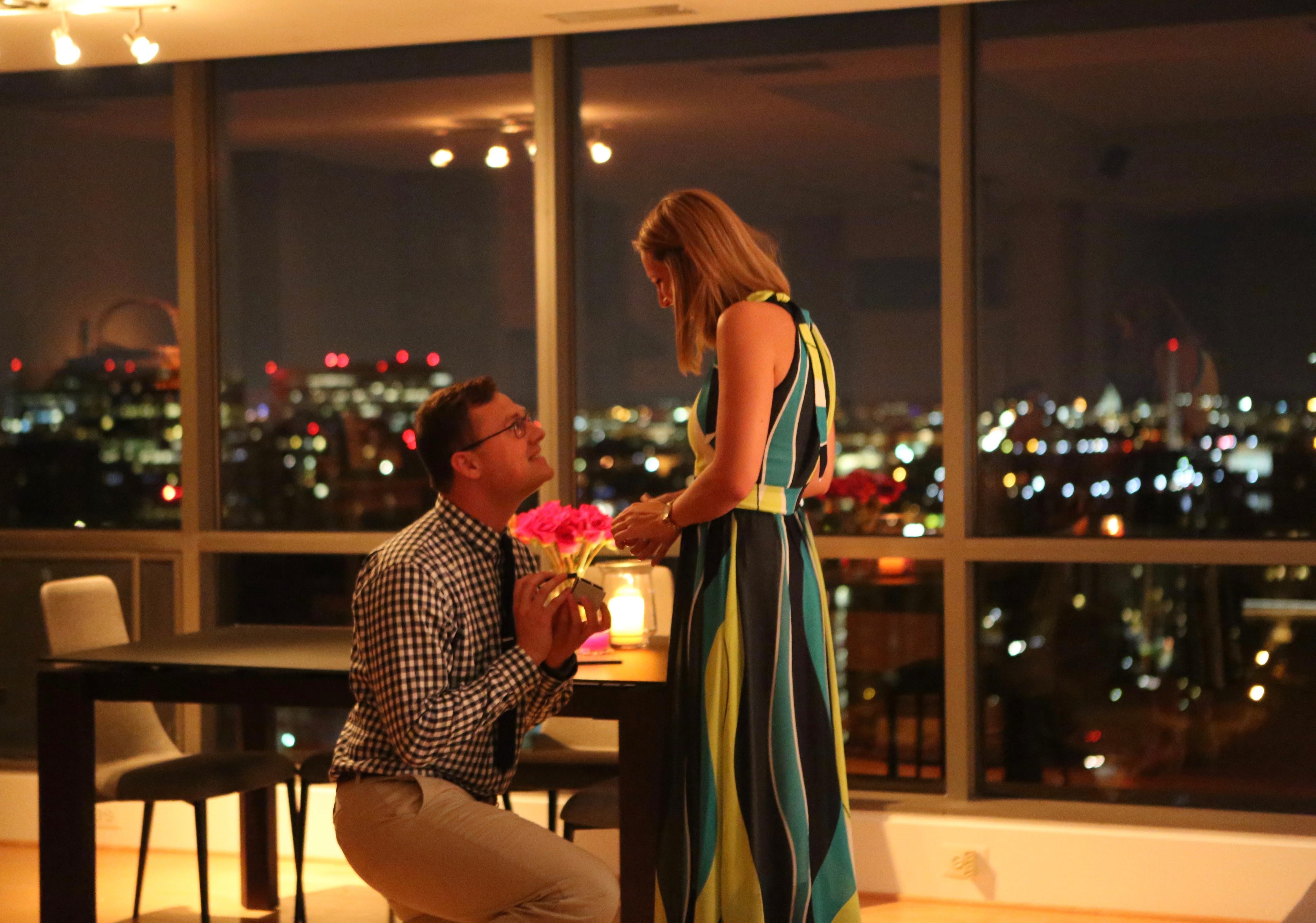 The proposal! In our humble abode in Arlington, VA
