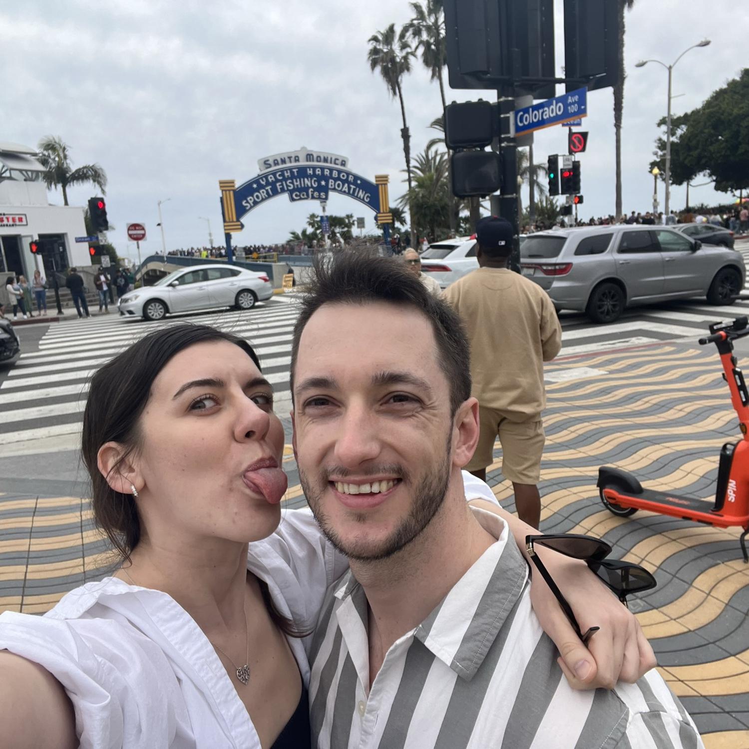 Adam and Elya after riding bikes along the beach in Santa Monica