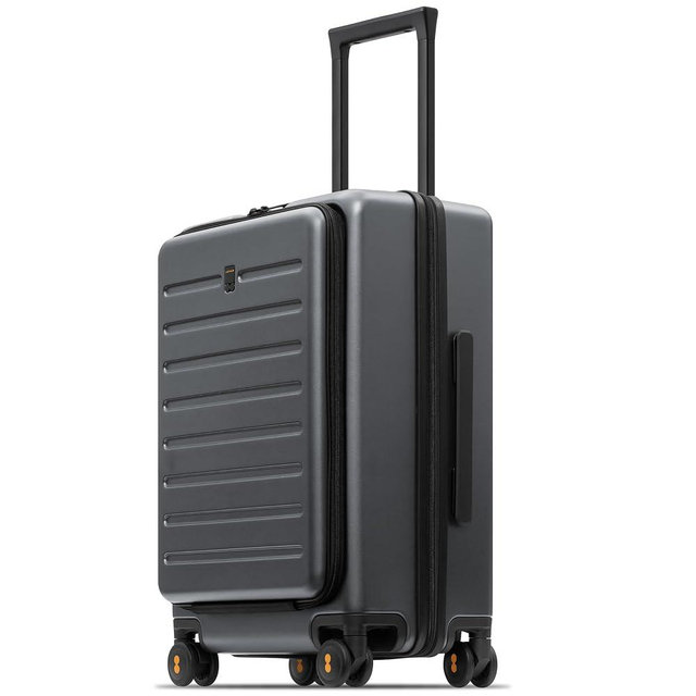LEVEL8 Road Runner Carry On Luggage with Front Compartment, 20 Inch Lightweight Hard Shell Suitcases with Wheels Airline Approved, Tsa Locks for Luggage, Grey