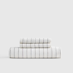 European Linen Fitted Sheet Set in Pencil Stripe