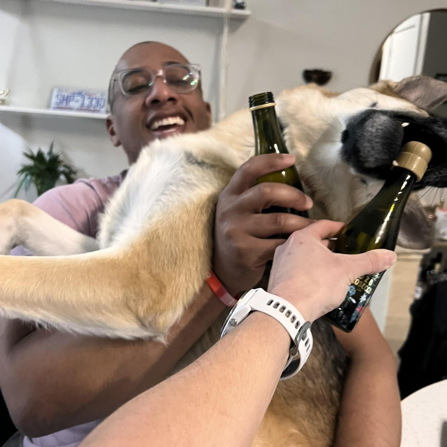 We sealed the deal and signed the contract to book our venue. The whole family celebrated with their complimentary mini champagne bottles (Lola not pictured)