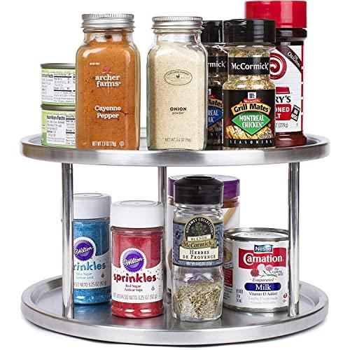Simpli-Magic Lazy Susan, 2-Tier, Brushed Stainless Steel