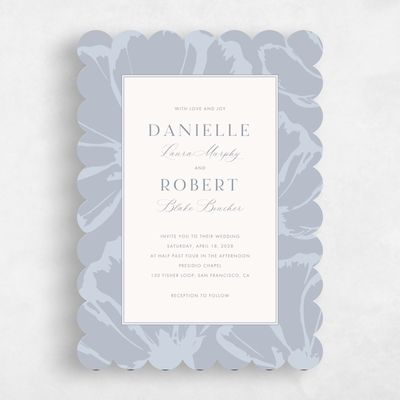 Blue Scalloped Wedding Invitation - Esme Portrait