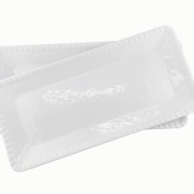 17-Inch Melamine Serving Tray/Platters Set of 2, White & Rectangular | 100% Melamine,Dishwasher Safe,BPA Free