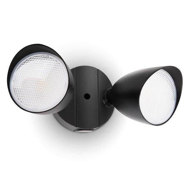 LUTEC 6222B-D2D 2500 Lumen 32 Watt Dusk to Dawn Dual-Head Floodlight Outdoor Waterproof Exterior Security Wall Light, Full Metal Design for Patio, Garden, Yard-Black